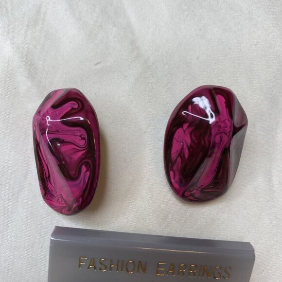 Vintage 80's Earrings Acrylic Pour Paint Stud Post 1"  Fashion Express Bundle - Picture 5 of 6